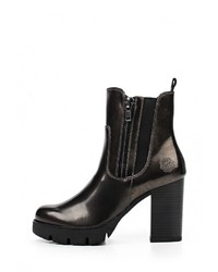 Темно-серые кожаные полусапоги от Marco Tozzi