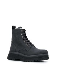 Мужские темно-серые кожаные рабочие ботинки от Moncler