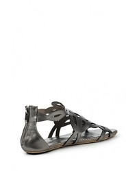 Темно-серые кожаные сандалии на плоской подошве от Betsy