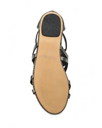 Темно-серые кожаные сандалии на плоской подошве от Betsy