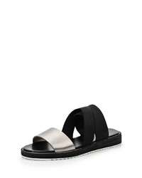 Темно-серые кожаные сандалии на плоской подошве от Betsy