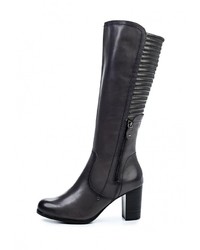 Темно-серые кожаные сапоги от Tamaris