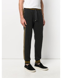 Мужские темно-серые кожаные спортивные штаны от Dolce & Gabbana