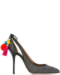 Темно-серые кожаные туфли с украшением от Dolce & Gabbana