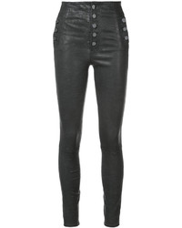Темно-серые кожаные узкие брюки от J Brand