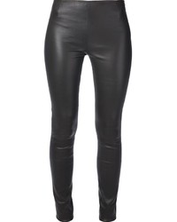 Темно-серые кожаные узкие брюки от MiH Jeans