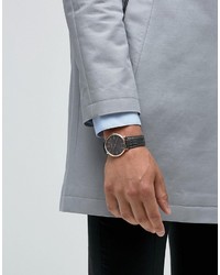 Мужские темно-серые кожаные часы от Hugo Boss