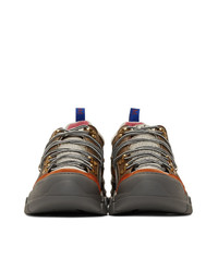 Мужские темно-серые низкие кеды из плотной ткани от Gucci