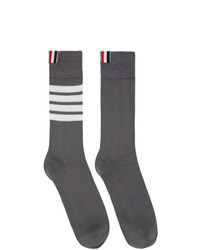 Мужские темно-серые носки в горизонтальную полоску от Thom Browne
