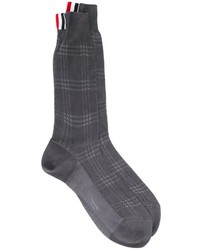 Мужские темно-серые носки в шотландскую клетку от Thom Browne