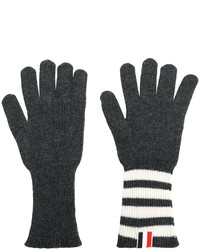 Мужские темно-серые перчатки в горизонтальную полоску от Thom Browne