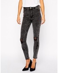 Темно-серые рваные джинсы скинни от Cheap Monday