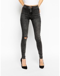 Темно-серые рваные джинсы скинни от Asos