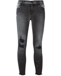 Темно-серые рваные джинсы скинни от J Brand