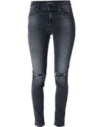 Темно-серые рваные джинсы скинни от J Brand