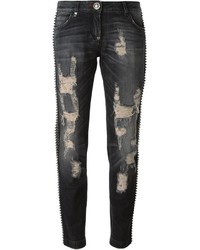 Темно-серые рваные джинсы скинни от Philipp Plein