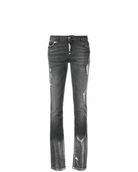 Темно-серые рваные джинсы скинни от Philipp Plein