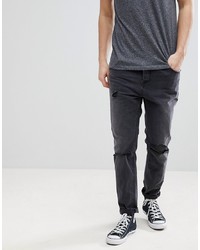 Мужские темно-серые рваные джинсы от ASOS DESIGN