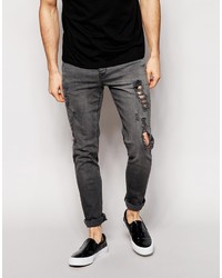 Мужские темно-серые рваные джинсы от Asos