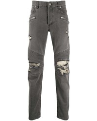 Мужские темно-серые рваные джинсы от Balmain