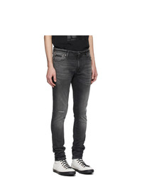 Мужские темно-серые рваные джинсы от Nudie Jeans