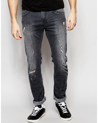 Мужские темно-серые рваные джинсы от Diesel
