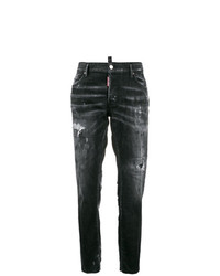 Женские темно-серые рваные джинсы от Dsquared2