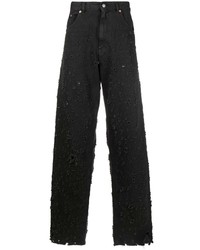 Мужские темно-серые рваные джинсы от MM6 MAISON MARGIELA