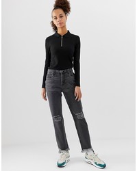 Женские темно-серые рваные джинсы от Noisy May