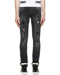 Мужские темно-серые рваные джинсы от Off-White