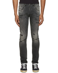 Мужские темно-серые рваные джинсы от Pierre Balmain