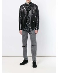 Мужские темно-серые рваные джинсы от Saint Laurent