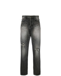 Женские темно-серые рваные джинсы от Saint Laurent