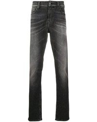 Мужские темно-серые рваные зауженные джинсы от 7 For All Mankind