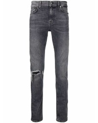 Мужские темно-серые рваные зауженные джинсы от 7 For All Mankind
