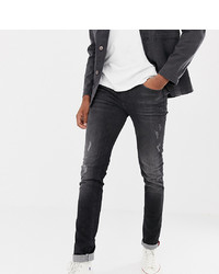 Мужские темно-серые рваные зауженные джинсы от BLEND