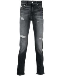 Мужские темно-серые рваные зауженные джинсы от Calvin Klein Jeans