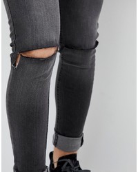 Мужские темно-серые рваные зауженные джинсы от Criminal Damage