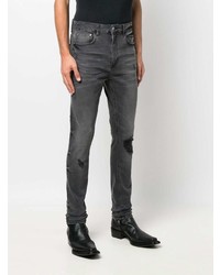 Мужские темно-серые рваные зауженные джинсы от Flaneur Homme
