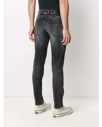Мужские темно-серые рваные зауженные джинсы от Pt01
