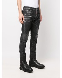 Мужские темно-серые рваные зауженные джинсы от DSQUARED2