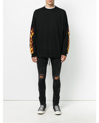 Мужские темно-серые рваные зауженные джинсы от Palm Angels