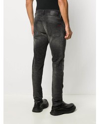 Мужские темно-серые рваные зауженные джинсы от Diesel