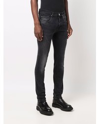 Мужские темно-серые рваные зауженные джинсы от Les Hommes