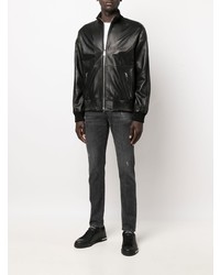 Мужские темно-серые рваные зауженные джинсы от John Richmond