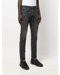 Мужские темно-серые рваные зауженные джинсы от John Richmond