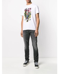 Мужские темно-серые рваные зауженные джинсы от Just Cavalli