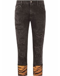 Мужские темно-серые рваные зауженные джинсы от Dolce & Gabbana