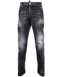 Мужские темно-серые рваные зауженные джинсы от DSQUARED2