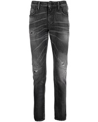 Мужские темно-серые рваные зауженные джинсы от Emporio Armani